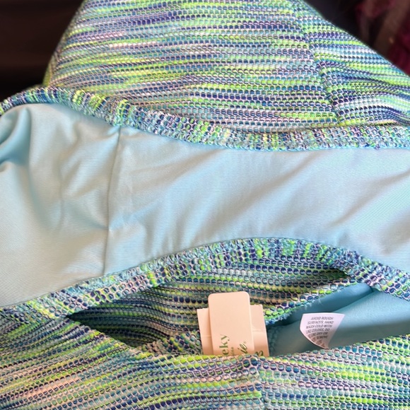 AERIE Blue and Green Cheeky One Piece Shoulder Tie Bathing Suit | XL - Picture 10 of 10